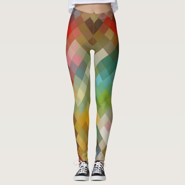 Colourful Geometric Modern Diamond Pattern #7 Leggings (Front)
