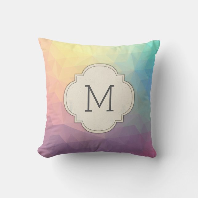 Colourful Geometric Monogram Throw Pillow (Front)