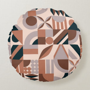 Colourful geometric mosaic, abstract background. round pillow