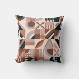 Colourful geometric mosaic, abstract background. throw pillow