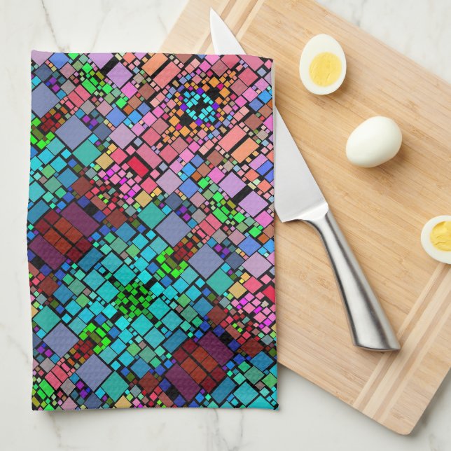 Colourful Geometric Mosaic Blanket Kitchen Towel (Quarter Fold)