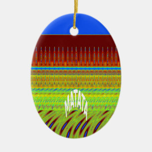 Colourful Geometric Motif Art Print Ceramic Ornament
