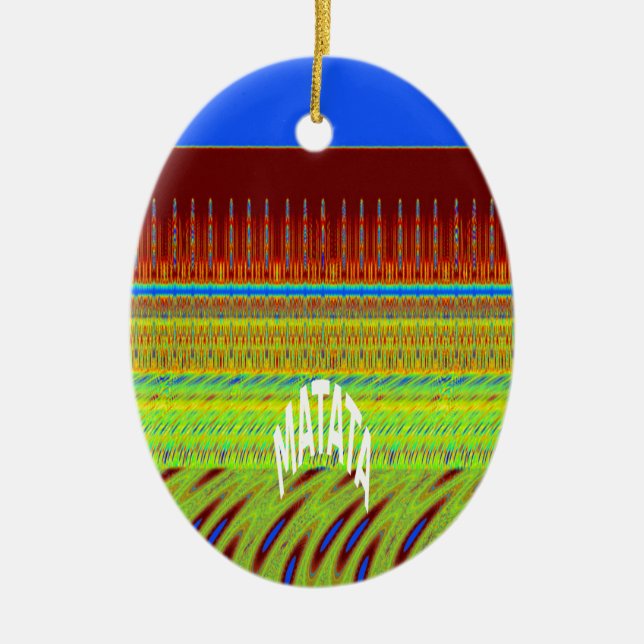 Colourful Geometric Motif Art Print Ceramic Ornament (Front)