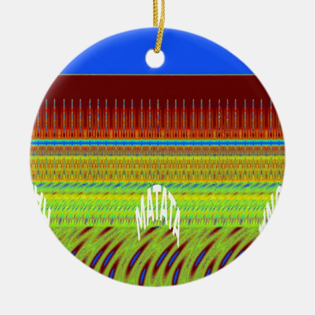 Colourful Geometric Motif Art Print Ceramic Ornament (Front)