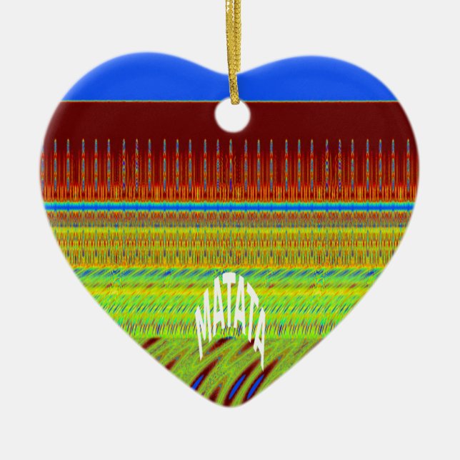 Colourful Geometric Motif Art Print Ceramic Ornament (Front)