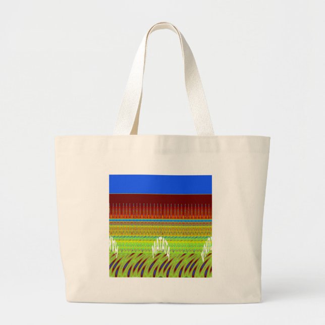 Colourful Geometric Motif Art Print Large Tote Bag (Front)