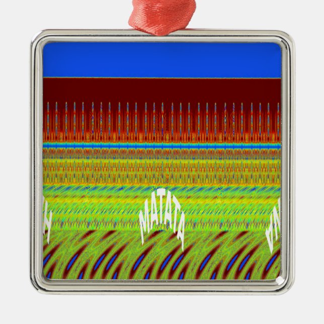 Colourful Geometric Motif Art Print Metal Ornament (Front)