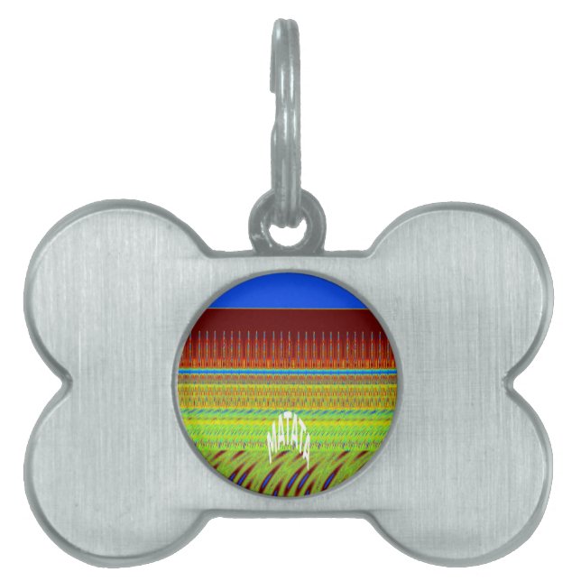 Colourful Geometric Motif Art Print Pet Tag (Front)