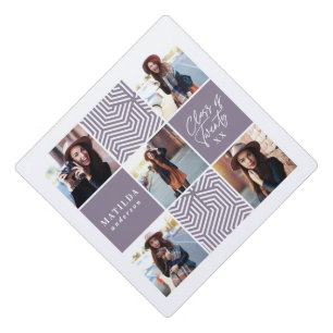Colourful geometric multi photo graduation graduation cap topper