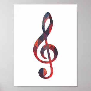 Colourful Geometric Music Note Poster