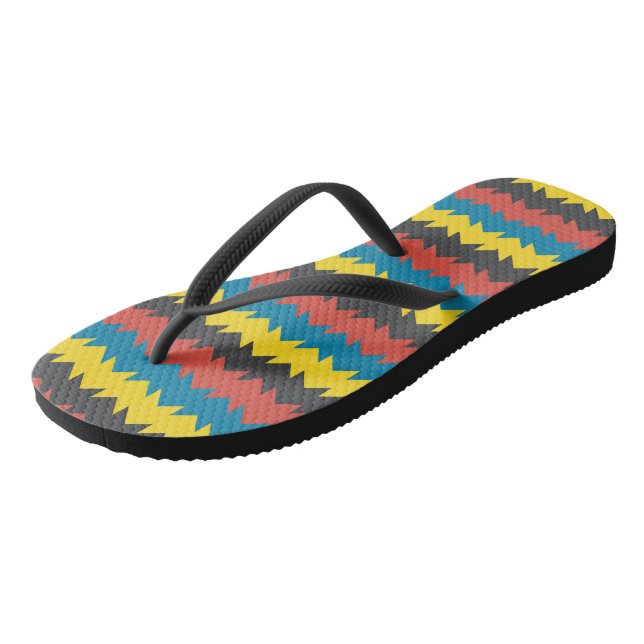 Colourful Geometric Pair of Flip Flops (Angled)