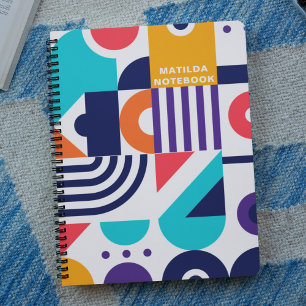 Colourful Geometric Pattern Abstract Art Monogram Notebook