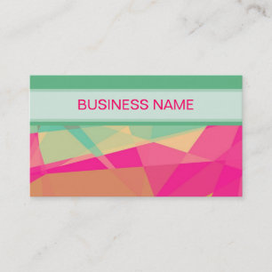 Colourful Geometric Pattern and Plain Blue Business Card