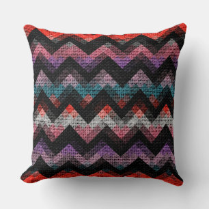 Colourful Geometric Pattern Burlap Rustic #19 Throw Pillow