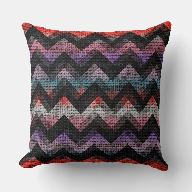 Colourful Geometric Pattern Burlap Rustic #19 Throw Pillow (Front)