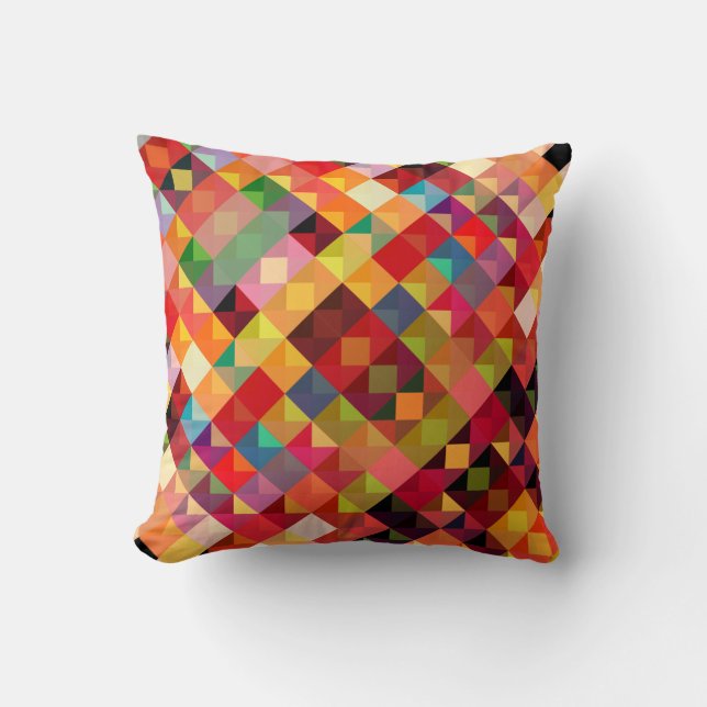 Colourful Geometric Pattern Fine Art Throw Pillow (Front)