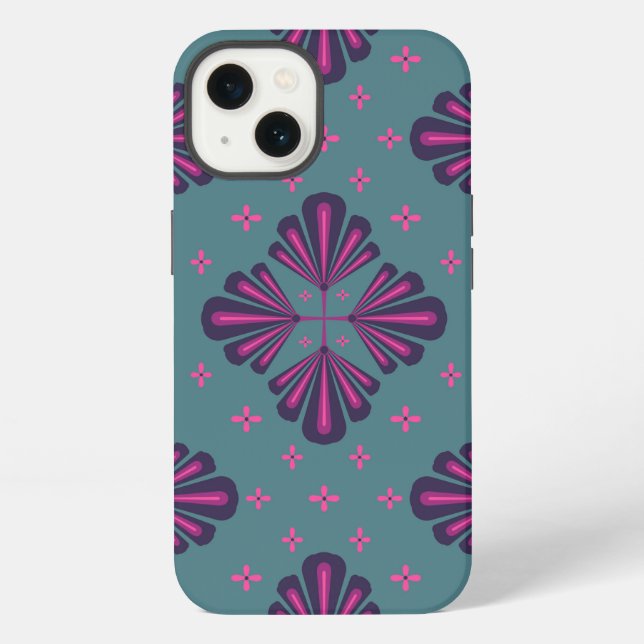 Colourful Geometric Pattern in Classic Retro Style iPhone Case (Back)