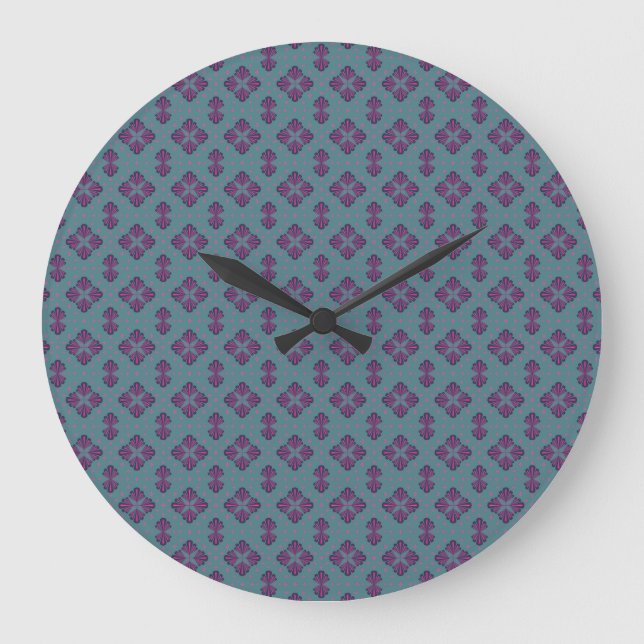 Colourful Geometric Pattern in Classic Retro Style Large Clock (Front)