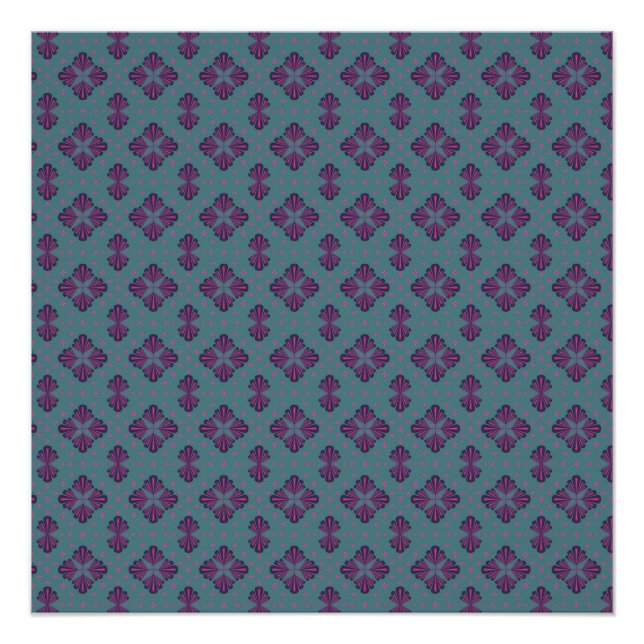 Colourful Geometric Pattern in Classic Retro Style Poster (Front)