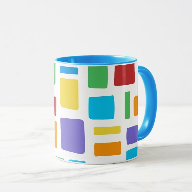Colourful geometric pattern in happy colours mug (Front Right)