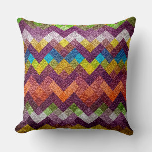 Colourful Geometric Pattern Leather Look #14 Throw Pillow