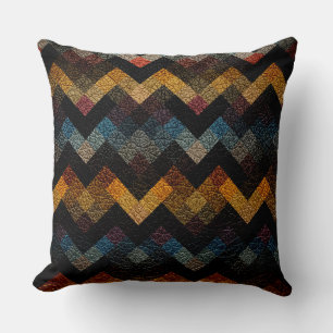 Colourful Geometric Pattern Leather Look #20 Throw Pillow
