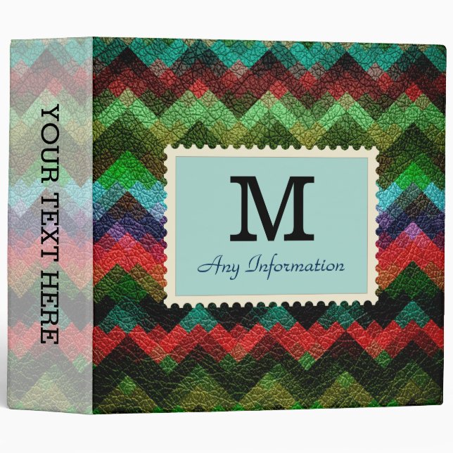 Colourful Geometric Pattern Leather Look Binder (Front/Spine)