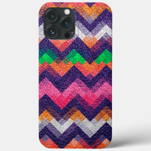 Colourful Geometric Pattern Leather Look iPhone 13 Pro Max Case