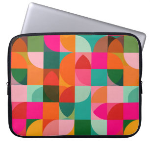 Colourful Geometric Pattern Retro Mid Century  Laptop Sleeve