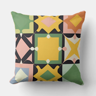 Colourful Geometric Pattern Symmetrical Abstract Throw Pillow