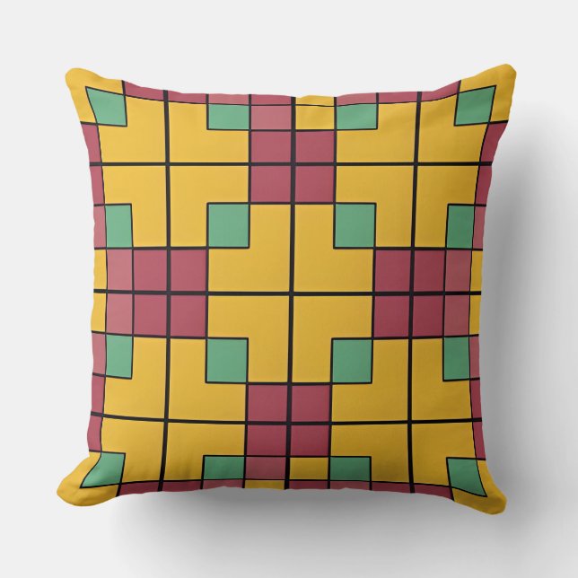 Colourful Geometric Pattern Symmetrical Abstract Throw Pillow (Front)
