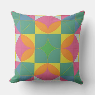 Colourful Geometric Pattern Symmetrical Abstract Throw Pillow