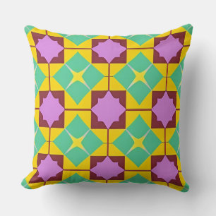 Colourful Geometric Pattern Symmetrical Abstract Throw Pillow