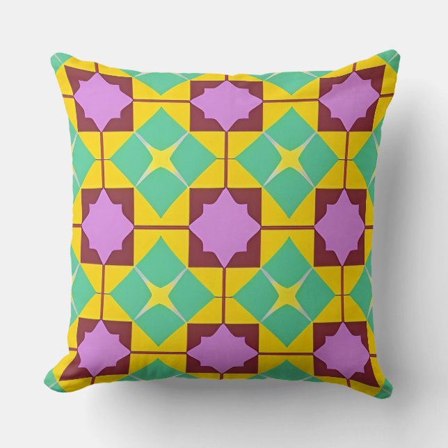 Colourful Geometric Pattern Symmetrical Abstract Throw Pillow (Front)