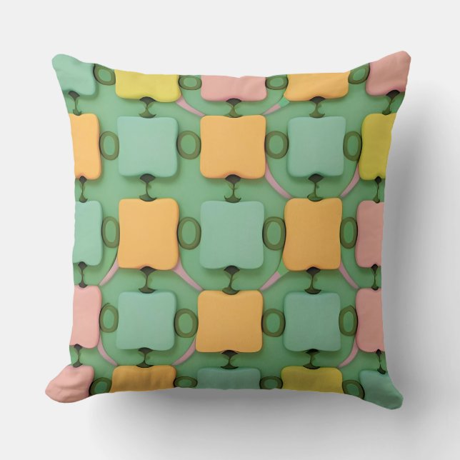 Colourful Geometric Pattern Throw Pillow (Front)