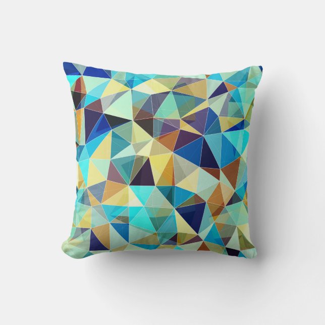 Colourful geometric pattern, triangles background, throw pillow (Front)