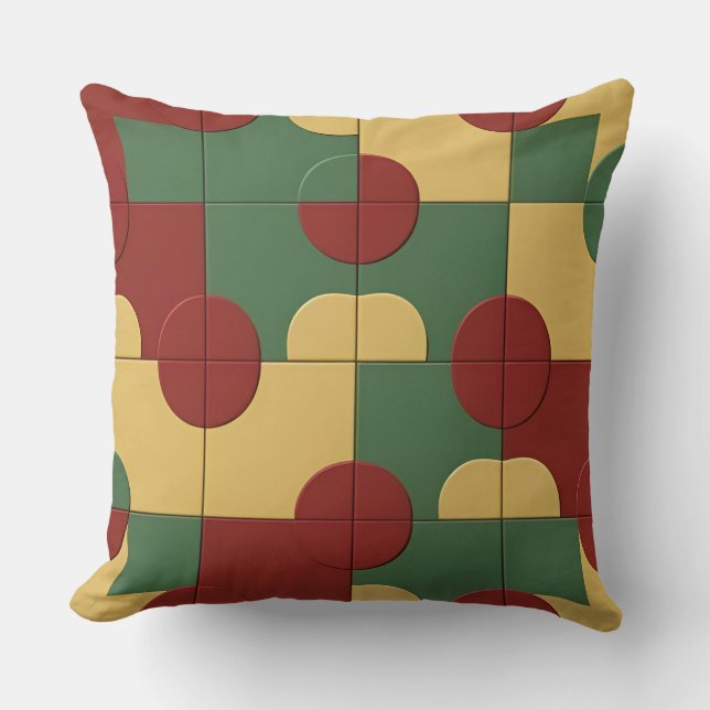 Colourful Geometric Pattern with Abstract Shapes Throw Pillow (Front)