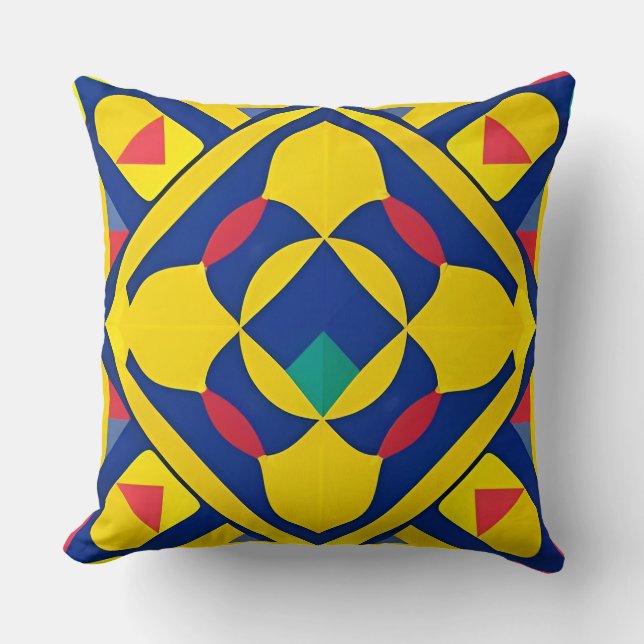 Colourful Geometric Pattern with Abstract Shapes Throw Pillow (Front)
