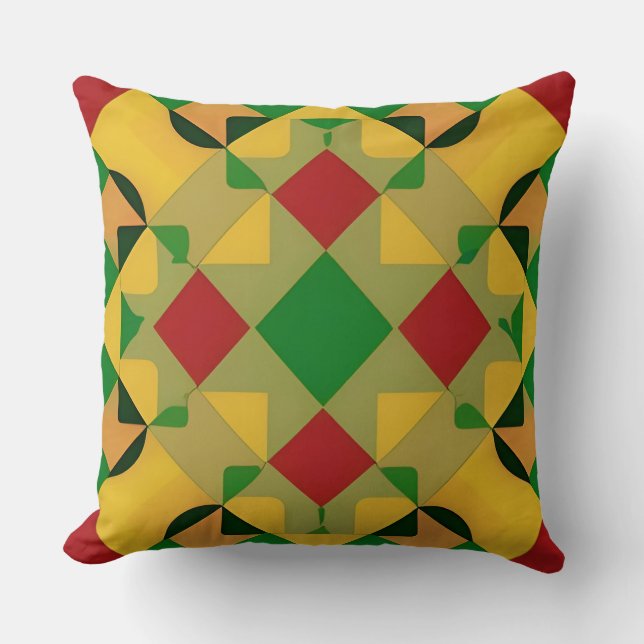 Colourful Geometric Pattern with Abstract Shapes Throw Pillow (Front)