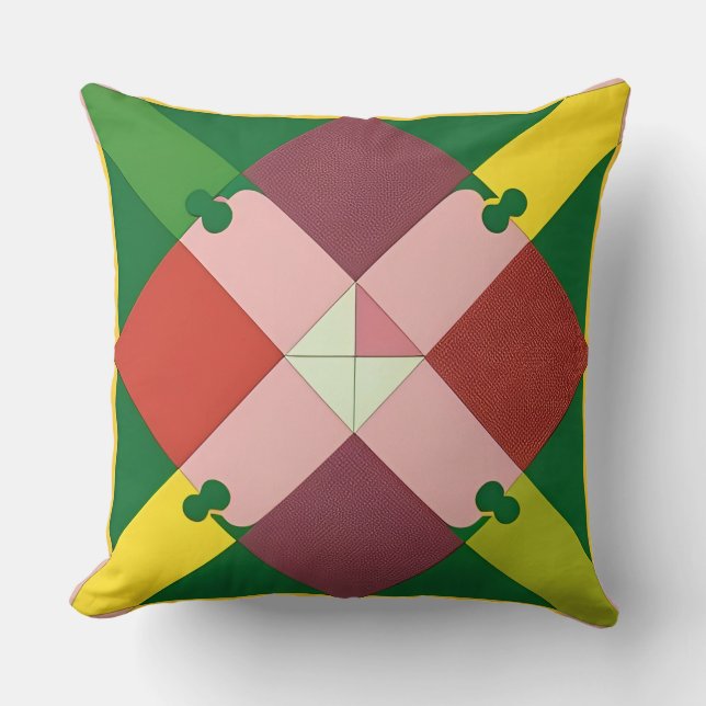 Colourful Geometric Pattern with Abstract Shapes Throw Pillow (Front)