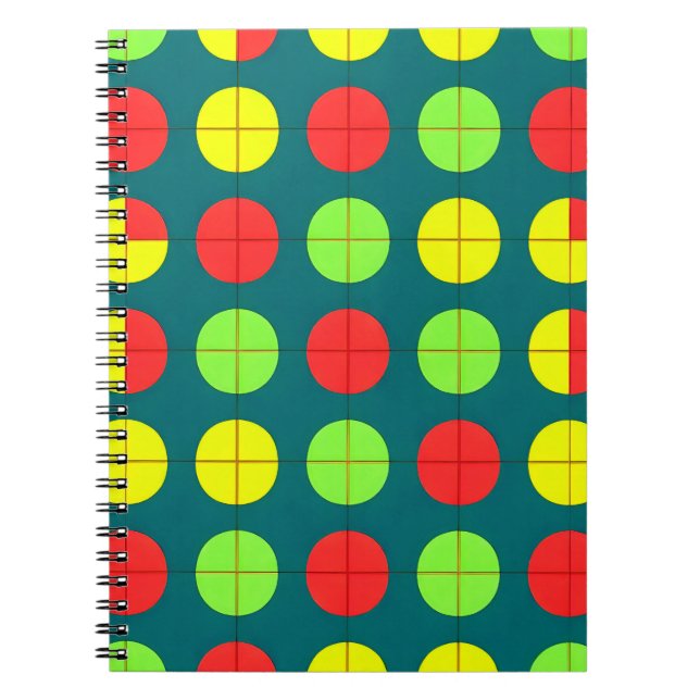Colourful Geometric Pattern With Green, Red Notebook (Front)