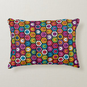 Colourful geometric pattern with hexagons accent pillow