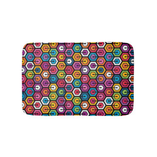 Colourful geometric pattern with hexagons bath mat