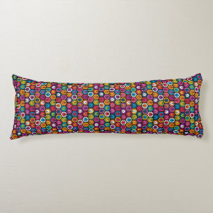 Colourful geometric pattern with hexagons body pillow