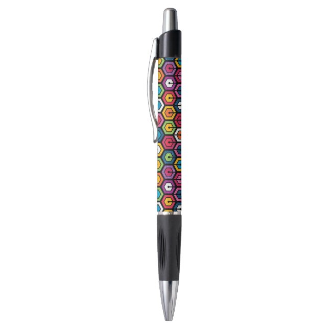 Colourful geometric pattern with hexagons pen (Top (Vertical))
