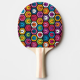 Colourful geometric pattern with hexagons ping pong paddle