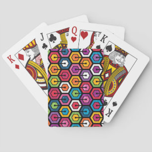 Colourful geometric pattern with hexagons playing cards