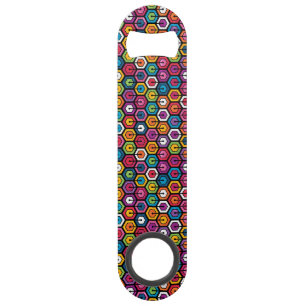 Colourful geometric pattern with hexagons speed bottle opener