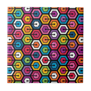 Colourful geometric pattern with hexagons tile