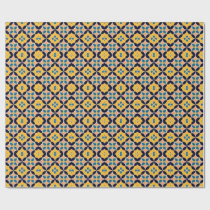 Colourful Geometric Pattern with Retro Tile Design Wrapping Paper